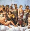 'El consejo de los dioses', Rafael Sanzio, 1517-1518, Villa Farnesina, Roma
