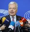 Strasbourg (France), 13/03/2024.- European Commissioner for Justice Didier Reynders gives a statement to the press after a meeting at the European Parliament in Strasbourg, France, 13 March 2024. The EU Parliament's session runs from 11 till 14 March 2024. (Francia, Estrasburgo) EFE/EPA/RONALD WITTEK