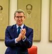 El presidente del PP, Alberto Núñez Feijóo, en la sala Constitucional del Congreso