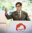 El candidato del PSC, Salvador Illa, en la presentación de la plataforma SI de apoyo a su candidatura.