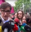 El candidato del PSC a las elecciones del 12-M, Salvador Illa, en la manifestación del día del trabajador en Barcelona