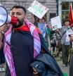 11 May 2024, Sweden, Malmo: Participants demonstrate in the city center against Israel's participation in the final of the Eurovision Song Contest (ESC) 2024. Photo: Jens Büttner/dpa