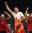 Los jugadores de Albania celebran la clasificación de Albania para la Eurocopa, el pasado octubre