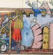 Máquina de asedio en el sitio de Nicea de 1097 (de ‘Li rommans de Godefroy de Buillon et de Salehadin’), Maître de Fauvel, 1337. Bibliothèque Nationale de France