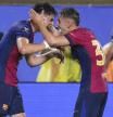 ORLANDO, FLORIDA - JULY 30: Pau Victor #8 of FC Barcelona celebrates with Marc Casadó #30 of FC Barcelona after scoring against Manchester City in the first half during a pre-season match between Manchester City and FC Barcelona at Camping World Stadium on July 30, 2024 in Orlando, Florida. Rich Storry/Getty Images/AFP (Photo by Rich Storry / GETTY IMAGES NORTH AMERICA / Getty Images via AFP)