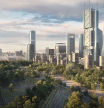 Recreación del futuro skyline con el desarrollo urbanístico Madrid Nuevo Norte.