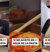 Agregar aceite de oliva al agua también evita que la pasta se ligue con la salsa.