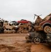 Cars are piled up next to one of the main entrances to the city of Valencia, where many people were trapped due to heavy rains, in Catarroja, Valencia, Spain, November 13, 2024. REUTERS/Eva Manez