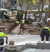 MURALLA DESCUBIERTA EN LAS OBRAS DE REMODELACIÓN DE LAS RAMBLAS A LA ALTURA DEL CARRER FERRAN LADO BESOS