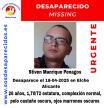 Activan una alerta para encontrar a Stiven Manrique Penagos, un joven de 26 años desaparecido en Alicante