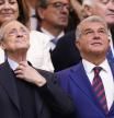 Real Madrid president Florentino Perez and Barcelona president Joan Laporta during the La Liga EA Sports match between Real Madrid CF and FC Barcelona at Estadio Santiago Bernabeu on October 26, 2025 in Madrid, Spain. (Photo by Jose Breton/Pics Action/NurPhoto via Getty Images)