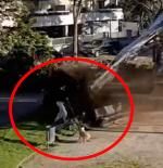 El susto de un hombre al que casi le cae un árbol encima en Castelldefels por las ráfagas de viento