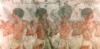 Relieve con soldados en el templo funerario de Hatshepsut