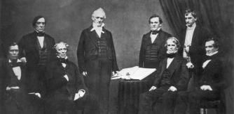 circa 1860:  American president James Buchanan's cabinet.  (Photo by Library Of Congress/Getty Images)