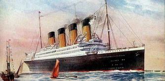 Postal del Britannic poco después de su botadura en 1914