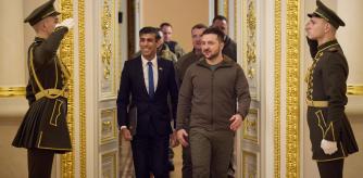 Volodymyr Zelensky y Rishi Sunak este sábado