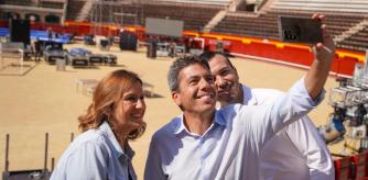 María José Catalá, Carlos Mazón y Vicent Mompó en la plaza de toros de valencia