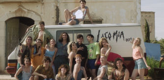 El elenco de la película en un momento del rodaje