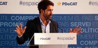 Roger Montañola, este viernes en el mitin central de la candidatura de Espai CiU, en Sant Cugat del Vallès