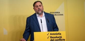 Oriol Junqueras, durante su comparecencia de ayer ante la prensa