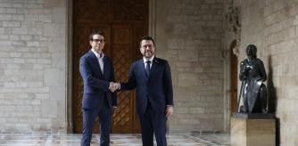 Pello Otxandiano y Pere Aragonès, esta mañana en el Palau de la Generalitat