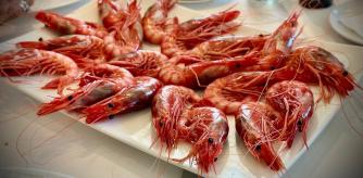Fuente de gambas de Dénia en el restaurante El Faralló, carretera de Les Rotes (Dénia)