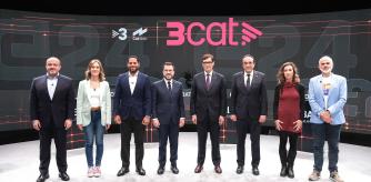 Foto de los candidatos de las elecciones en Catalunya del 12 de mayo de  2024 en el debate de TV3