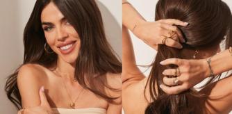 Violeta Mangriñán luciendo las joyas de la colección Essence de Pandora.