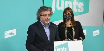 Toni Castellà y Laura Borràs, en la presentación del acuerdo para las listas del 14-F