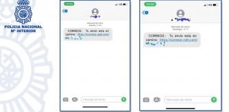 Muestra fotográfica de los sms maliciosos que están llegando, facilitada por la policía