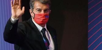 BARCELONA, SPAIN - MARCH 07: New FC Barcelona President Joan Laporta waves before a press conference following his victory in the FC Barcelona President Elections at Camp Nou on March 07, 2021 in Barcelona, Spain. (Photo by David Ramos/Getty Images)