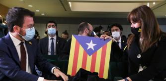 Pere Aragonès y la presidenta del Parlament, Laura Borràs