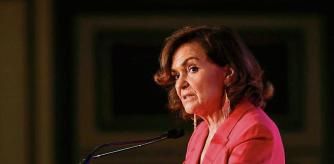 GRAF3836. MADRID, 05/07/2021.- La vicepresidenta primera del Gobierno, Carmen Calvo durante su intervención en la jornada sobre fondos europeos y proyectos de inversión para la recuperación económica denominada 'Next Generation' en Madrid este lunes. . EFE/J.J. Guillén