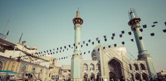 TEHERAN, IRAN - OCTOBER 03, 2016: People walking around Emamzadeh Saleh in Teheran, Iran.