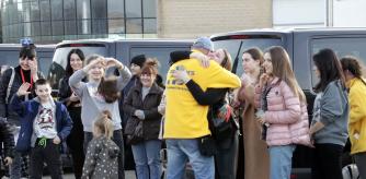 Refugiados ucranianos a su llegada a Girona hace unas semanas