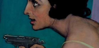 Detalle de ‘La mujer de la pistola’, cartel para la Unión Española de Explosivos, 1925. Colección de la Fundación MAXAM.