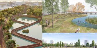 Tres de las cinco propuestas finalistas para la continuación del Jardí del Túria