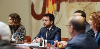 El presidente de la Generalitat, Pere Aragonès, este martes en la reunión del Consell Executiu
