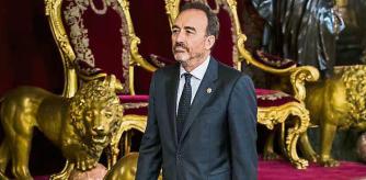 12 / 10 / 2019 MADRID .- El rey Felipe VI, la reina Letizia, y el juez del Tribunal Supremo Manuel Marchena en el Palacio Real de Madrid en el que se celebra una recepción oficial con motivo de la celebración de la Fiesta Nacional