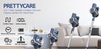 This cordless stick vacuum from Prettycare is designed to be lightweight, easy to use, and perfect for basic household cleaning. Clean up any mess with this simply designed, cordless stick vacuum. #cleaner #vacuum #vacuumcleaner