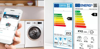 Etiquetas energéticas que nos informan de cuánto gasta una lavadora.