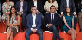 Begoña Villacís, José Manuel Villegas, Albert Rivera e Inés Arrimadas en junio del 2019 tras encadenar los mejores resultados de Ciudadanos en las elecciones generales y las municipales y autonómicas