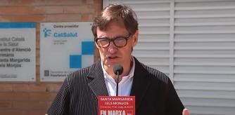 El líder del PSC, Salvador Illa, en una atención a los medios desde Santa Margarida i els Monjos