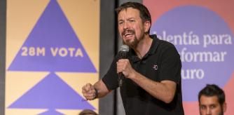 Pablo Iglesias, durante su intervención en el acto electoral de Unidas Podemos este sábado en Palma