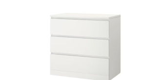 MALM, cómoda de 3 cajones, blanco, 80x78 cm