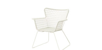 HÖGSTEN, silla con reposabrazos exterior, blanco