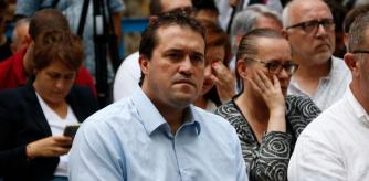 David Bonvehí en el inicio de la campaña del PDECat-Espai CiU; en segunda fila la ex coordinadora general de la formación, Marta Pascal