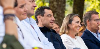 Moreno Bonilla junto a Cuca Gamarra y Feijóo en Galicia