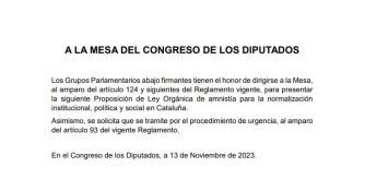 Introducción de la proposición de ley de amnistía registrada en el Congreso