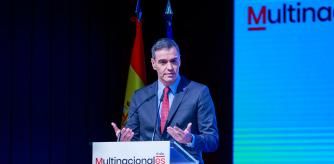 El presidente del Gobierno, Pedro Sánchez, este martes durante la clausura el Congreso Anual de Multinacionales con España, bajo el título 'Una década de expansión ininterrumpida de inversión' en la Fundación Pablo VI en Madrid.